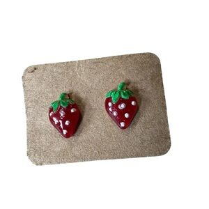 Mini Strawberry Fruit Post Earrings